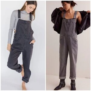 Free People Gray Denim Overalls
